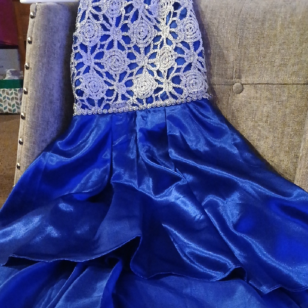 Elegant Blue and Silver Kids Dress